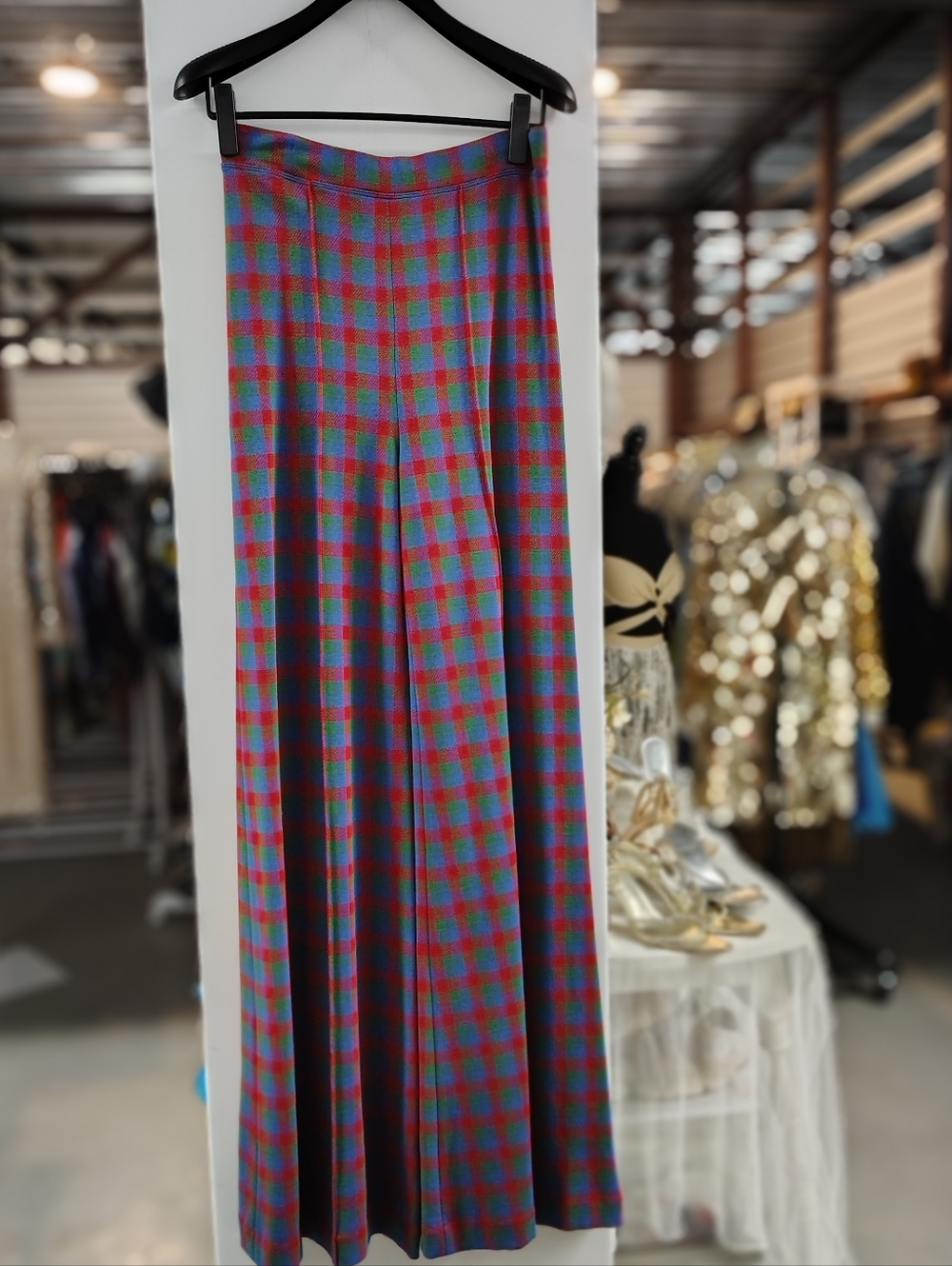Rosetta Getty Cobalt Check Jacket & Wide Leg Pants Set Medium NWT - Picture 5 of 10